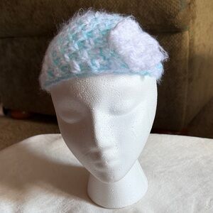 Elegant Baby’s White and Blue Knit Headband